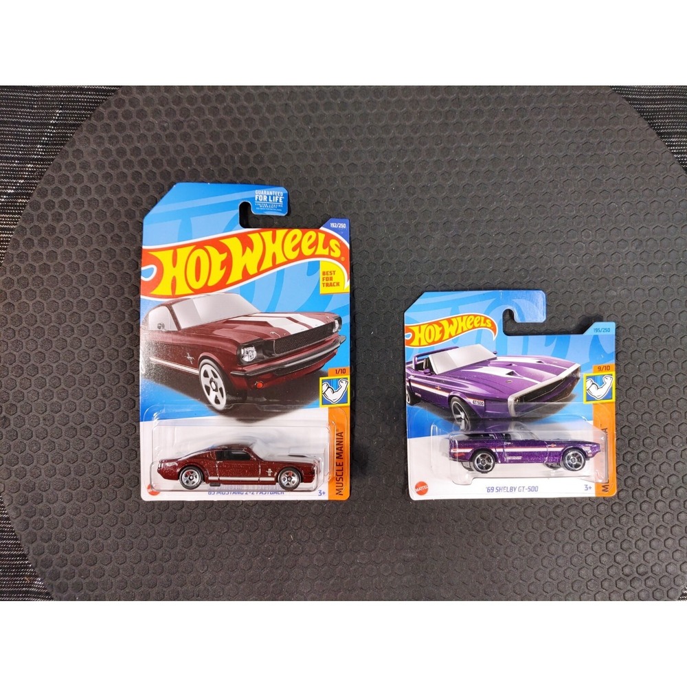 Mattel Hot Wheels '65 Mustang 2+2 '69 Shelby GT-500 Muscle Mania Car Racing Toys - Picture 6 of 6